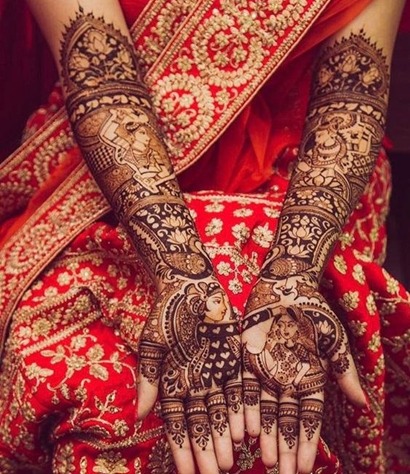 Bride-Groom Based Mehndi Pattern
